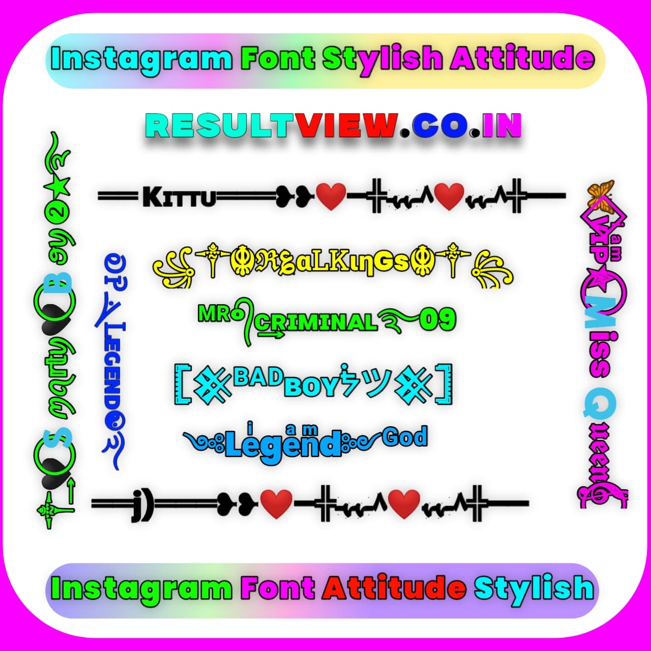 Instagram Font Style Attitude